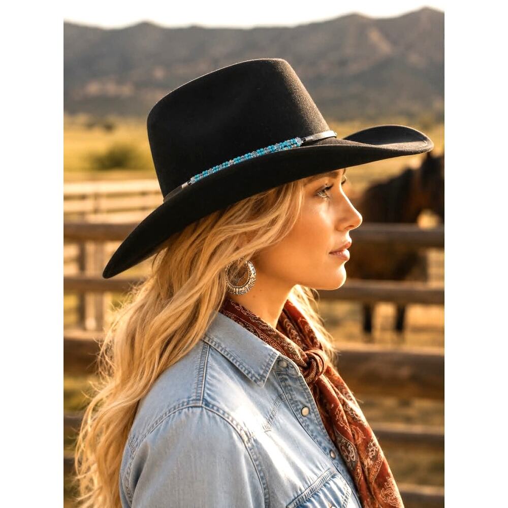 Renegade Headwear Black Western Hat Packable Water Repellent USA Size L